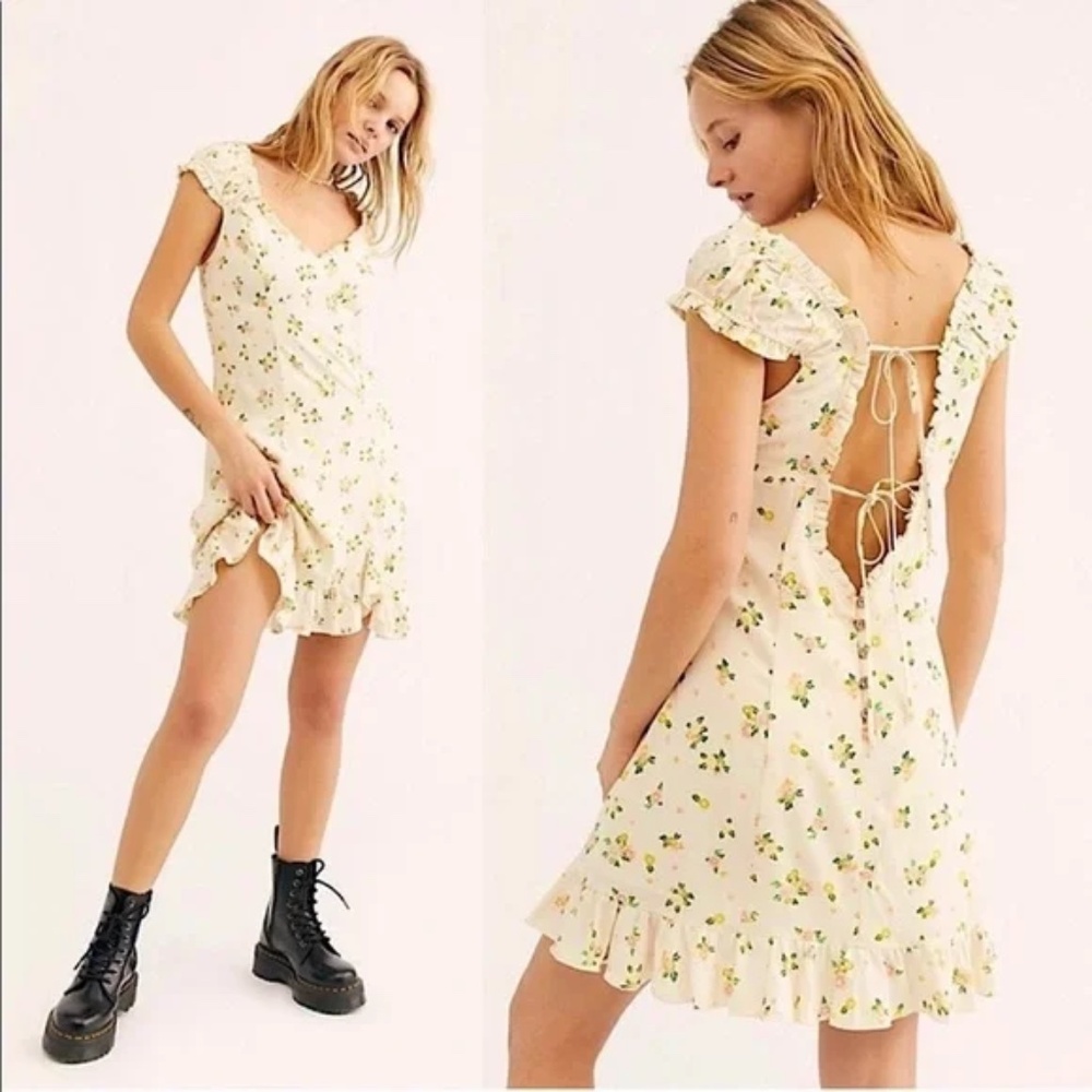 Free People Like a Lady citrus patterned mini‎ dress Size Small